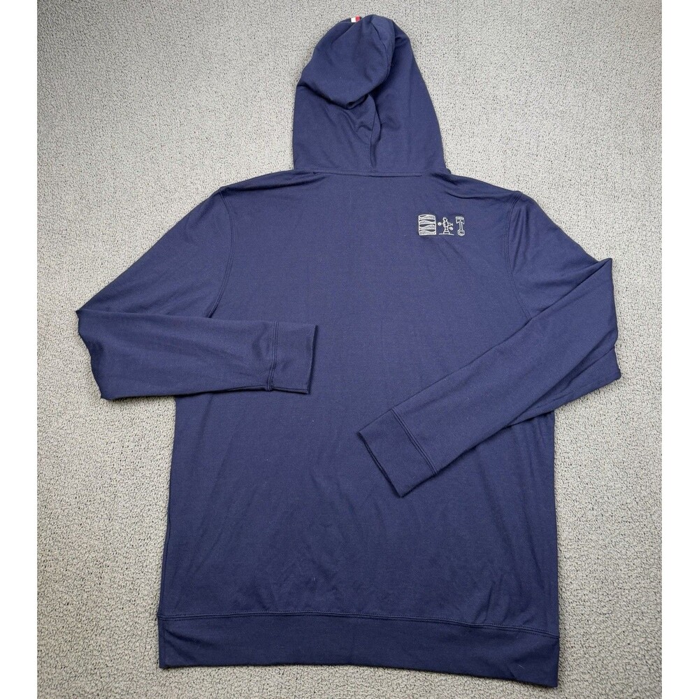 Rhoback Hesi Performance Hoodie Mens M Blue Golf Pullover Stretch Logo - Picture 4 of 8